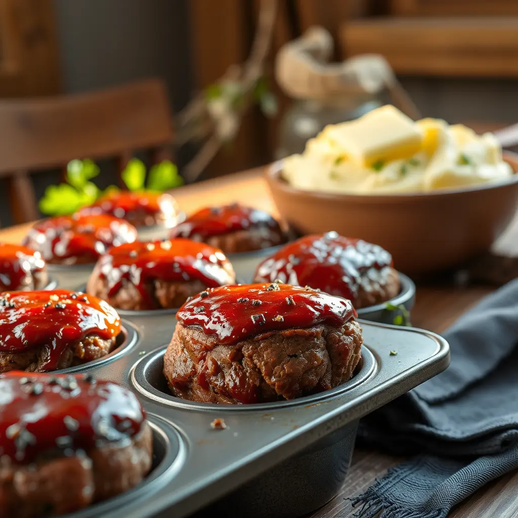 Savory Glazed Mini Meatloaves in a Muffin Tin