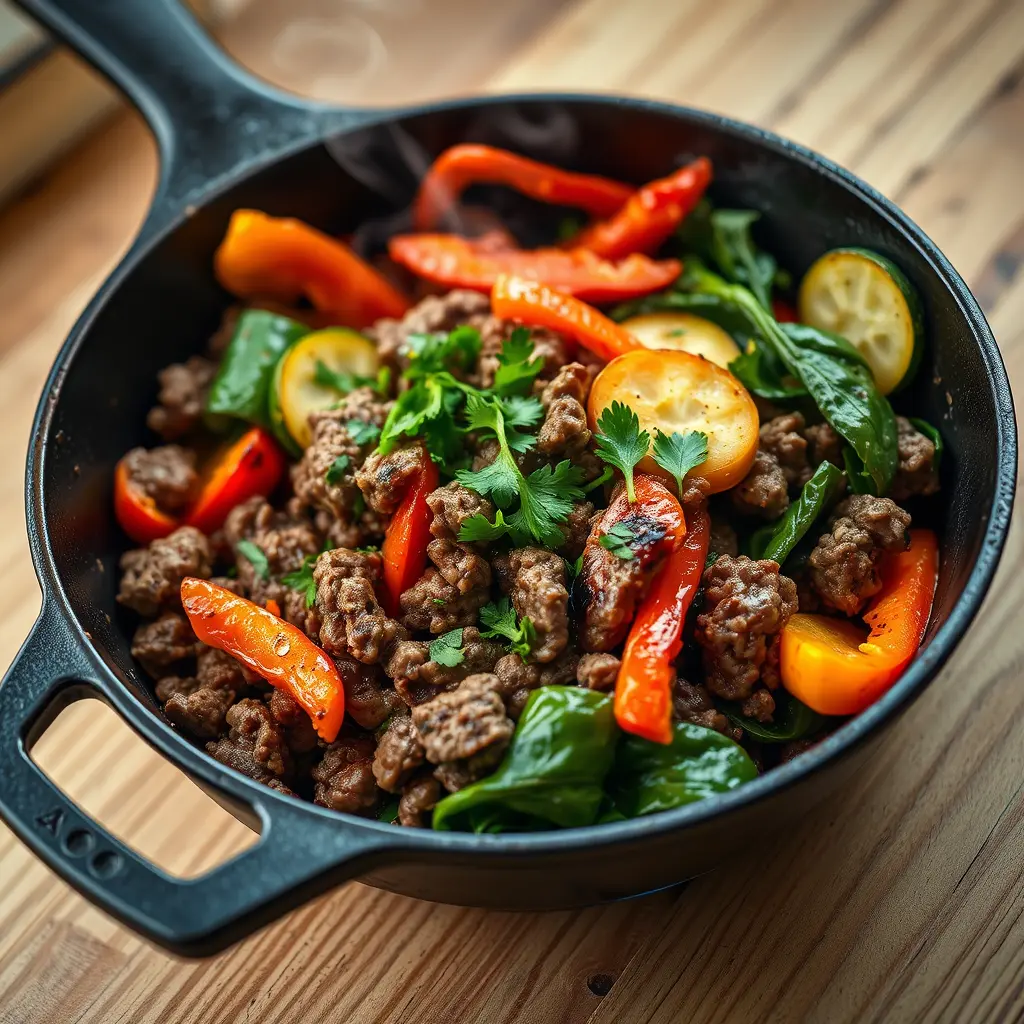 Quick & Healthy Ground Beef Skillet with Fresh Veggies