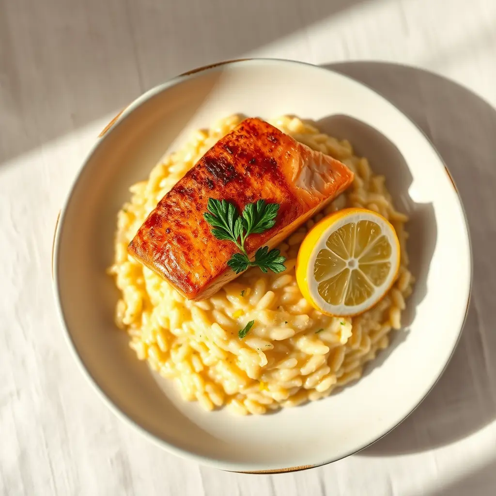 Zesty Lemon Risotto Salmon: A Perfectly Balanced Delight
